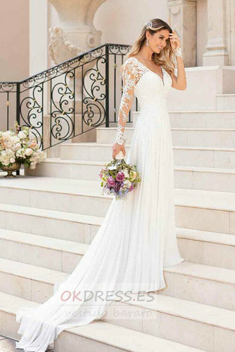 Vestido de novia Baja escote en V Sencillo Escote en V Espalda Descubierta 2