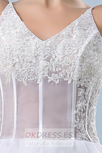 Vestido de novia Blanco Escote de Tirantes Espaguetis Asimétrico Dobladillo 6