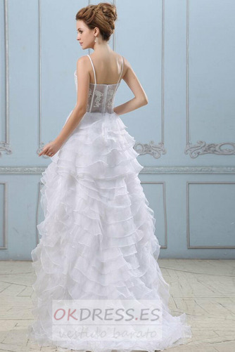 Vestido de novia Blanco Escote de Tirantes Espaguetis Asimétrico Dobladillo 4