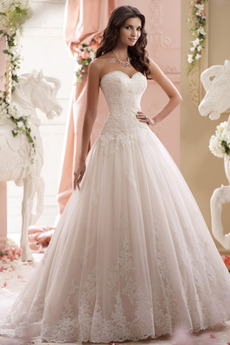 Vestido de novia Cintura Baja largo Escote Corazón Apliques Elegante