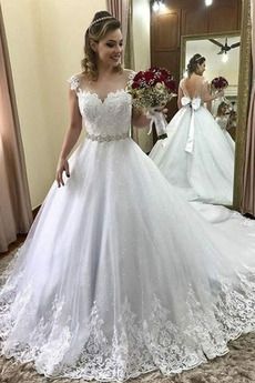 Vestido de novia Cola Barriba Escote con Hombros caídos 2019 Natural