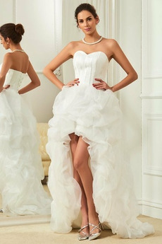 Vestido de novia Cola Capilla Asimètrico Natural Moderno Cordón Alto Bajo
