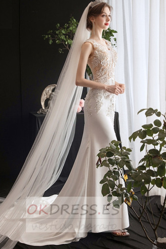 Vestido de novia Cola Capilla Corte Sirena Natural Elegante Escote en V 3