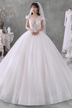 Vestido de novia Corpiño Acentuado con Perla Formal Natural Cordón Triángulo Invertido