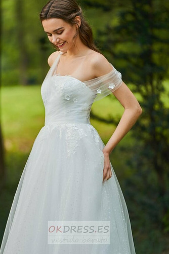 Vestido de novia Corte-A Abalorio Sin mangas Reloj de Arena Natural 5