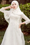 Vestido de novia Corte-A Alto cubierto Con velo largo Encaje Escote con cuello Alto - Página 3