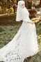 Vestido de novia Corte-A Alto cubierto Con velo largo Encaje Escote con cuello Alto - Página 2