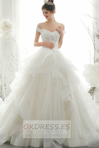 Vestido de novia Corte-A Apliques Elegante Cordón Natural tul 5