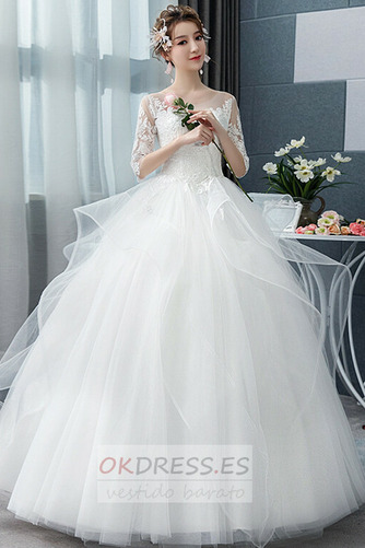 Vestido de novia Corte-A Apliques Encaje Manga de longitud 3/4 Elegante 1