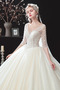 Vestido de novia Corte-A Apliques Formal Cola Real Natural Escote en V - Página 4