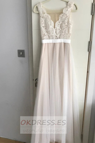 Vestido de novia Corte-A Cola Barriba Encaje Elegante Escote en V Triángulo Invertido 3