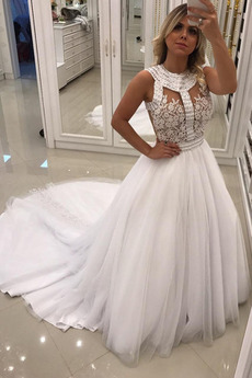 Vestido de novia Corte-A Cola Corte Sala Sin mangas Joya Elegante