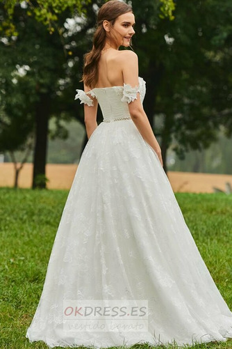 Vestido de novia Corte-A Dobladillos Elegante Escote con Hombros caídos 3