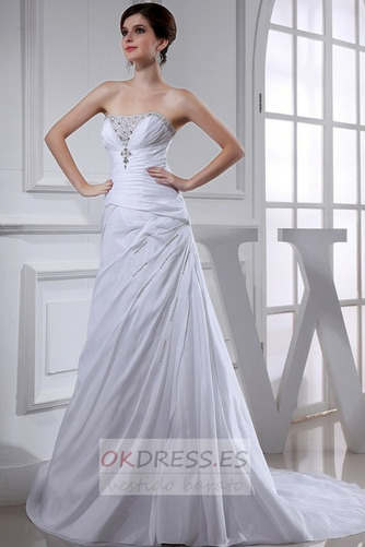 Vestido de novia Corte-A Drapeado Cordón Natural Satén largo 1