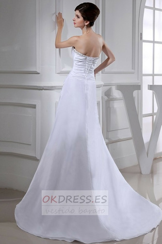 Vestido de novia Corte-A Drapeado Cordón Natural Satén largo 2