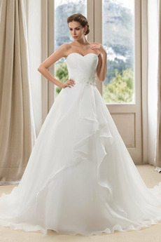 Vestido de novia Corte-A Elegante Sin mangas Escote Corazón largo Satén