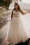 Vestido de novia Corte-A Encaje Sencillo Natural Escote en V Espalda Descubierta - Página 1