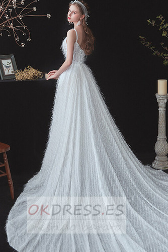 Vestido de novia Corte-A Escote de Tirantes Espaguetis Cordón Sin mangas 2