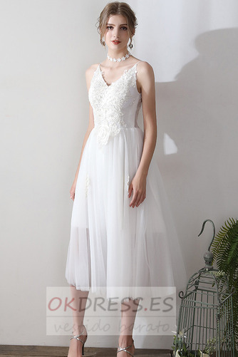 Vestido de novia Corte-A Espalda Descubierta Natural Abalorio Escote de Tirantes Espaguetis 1