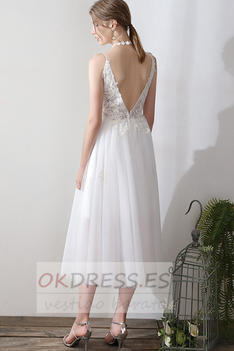 Vestido de novia Corte-A Espalda Descubierta Natural Abalorio Escote de Tirantes Espaguetis 2