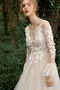 Vestido de novia Corte-A Flores Espalda Descubierta Playa Escote en V - Página 5