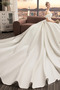 Vestido de novia Corte-A Formal Natural Blusa plisada Recatada Satén - Página 5