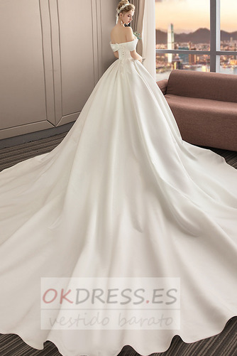 Vestido de novia Corte-A Formal Natural Blusa plisada Recatada Satén 2