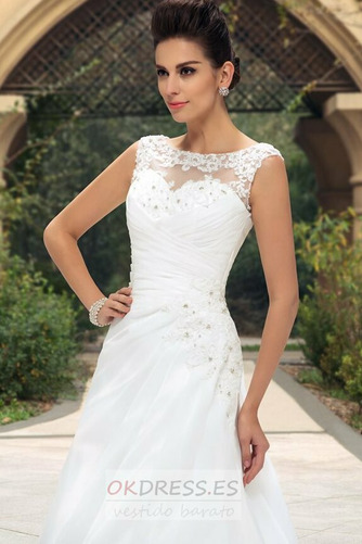 Vestido de novia Corte-A Gasa Cristal Romántico Blusa plisada Espalda Descubierta 4