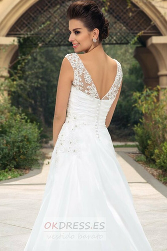 Vestido de novia Corte-A Gasa Cristal Romántico Blusa plisada Espalda Descubierta 5