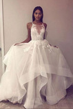 Vestido de novia Corte-A Hasta el suelo Apliques Escote Cuadrado Sin mangas
