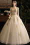 Vestido de novia Corte-A Hasta el suelo Natural Falta Baja escote en V - Página 1