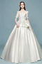 Vestido de novia Corte-A Hasta el suelo Satén Natural Cordón Escote Cuadrado - Página 1