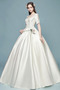 Vestido de novia Corte-A Hasta el suelo Satén Natural Cordón Escote Cuadrado - Página 3