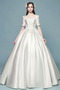 Vestido de novia Corte-A Hasta el suelo Satén Natural Cordón Escote Cuadrado - Página 4