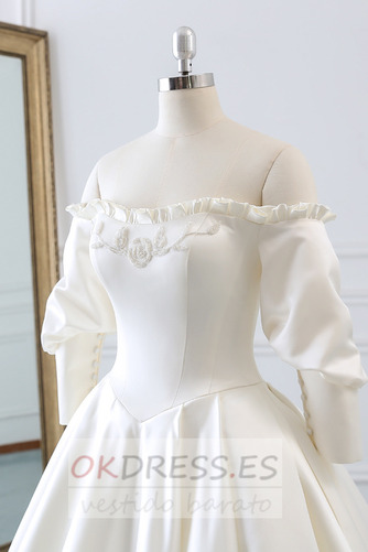 Vestido de novia Corte-A largo Manga larga Cordón Camiseta Otoño 5