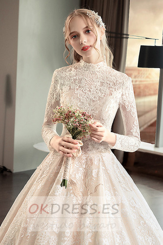 Vestido de novia Corte-A Natural 2019 Invierno Espalda con ojo de cerradura 5