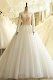 Vestido de novia Corte-A Natural Falta largo Capa de encaje Elegante