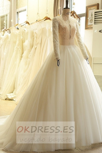 Vestido de novia Corte-A Natural Falta largo Capa de encaje Elegante 3