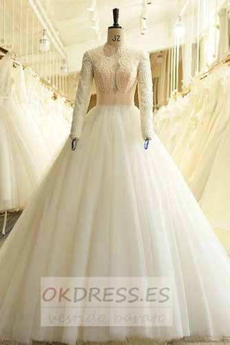 Vestido de novia Corte-A Natural Falta largo Capa de encaje Elegante 1