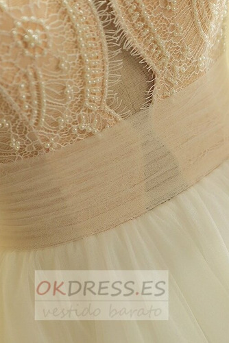 Vestido de novia Corte-A Natural Falta largo Capa de encaje Elegante 4