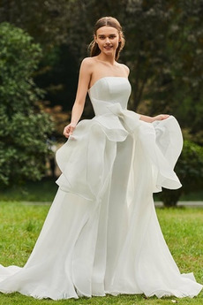 Vestido de novia Corte-A Organza Cascada de volantes Tallas pequeñas