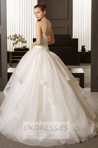 Vestido de novia Corte-A Organza Sin tirantes Cintura Baja Hasta el suelo 2