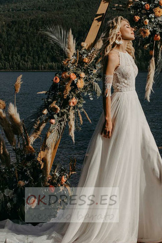 Vestido de novia Corte-A Otoño Drapeado Encaje largo Triángulo Invertido 4