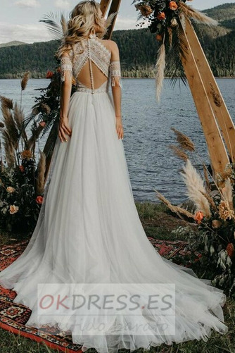 Vestido de novia Corte-A Otoño Drapeado Encaje largo Triángulo Invertido 3