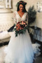 Vestido de novia Corte-A Playa Escote en V Encaje Sencillo Baja escote en V - Página 1