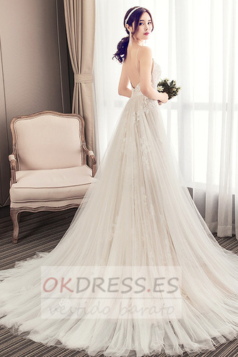 Vestido de novia Corte-A Playa Natural Otoño Triángulo Invertido Escote de Tirantes Espaguetis 2