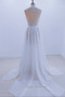 Vestido de novia Corte-A Playa Sin mangas Moderno Joya Cola Barriba - Página 6