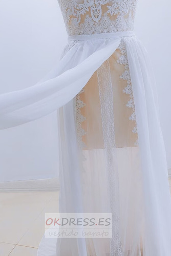 Vestido de novia Corte-A Playa Sin mangas Moderno Joya Cola Barriba 7