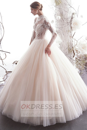 Vestido de novia Corte-A primavera tul Cordón Transparente Natural 3