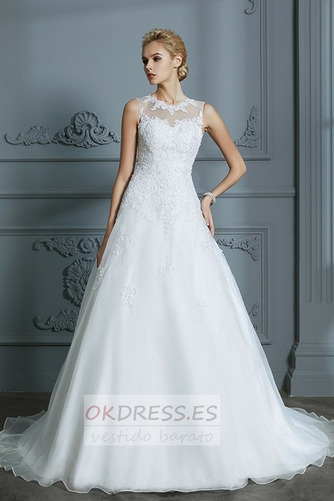 Vestido de novia Corte-A Pura espalda Falta Formal Natural Joya 4